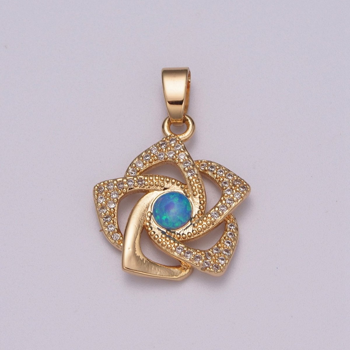 18k Gold Fill Wind Spinning Pinwheel Pendant Flower Opal Pendant For Necklace Bracelet Earring N-1400 N-1401 - DLUXCA