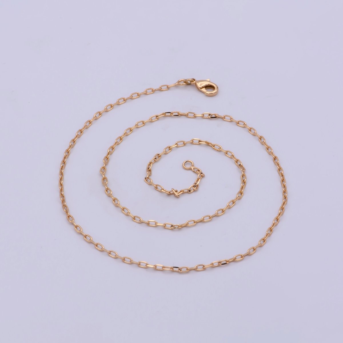 18K Gold Filled 1.8mm Cable Chain 17 inch Finished Necklace For Wholesale Necklace Dainty Jewelry Making Supplies | WA-481 Clearance Pricing - DLUXCA