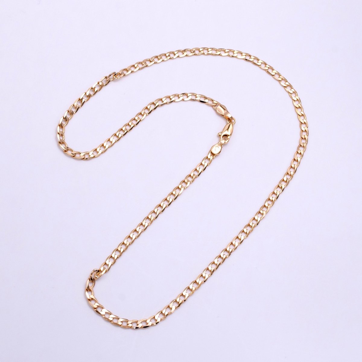 18K Gold Filled 3mm Curb Chain 18 Inch Necklace | WA-2444 - DLUXCA