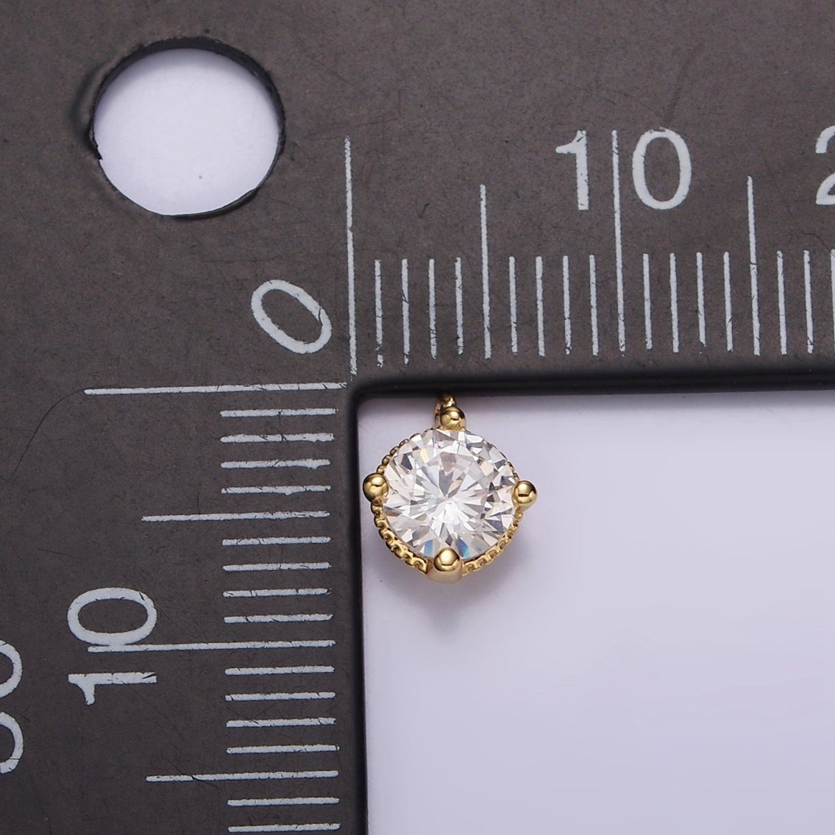 18K Gold Filled 5mm Clear Round CZ Mini Add-On Charm E-447 - DLUXCA