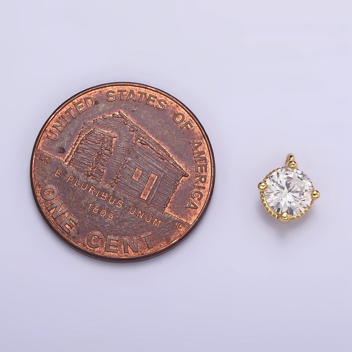 18K Gold Filled 5mm Clear Round CZ Mini Add-On Charm E-447 - DLUXCA