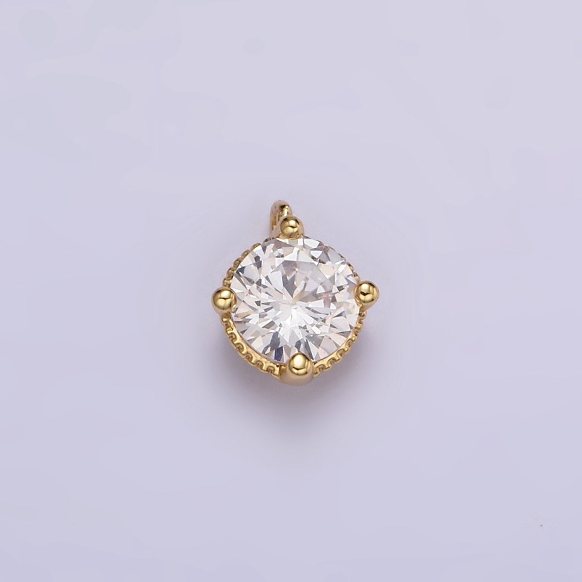 18K Gold Filled 5mm Clear Round CZ Mini Add-On Charm E-447 - DLUXCA