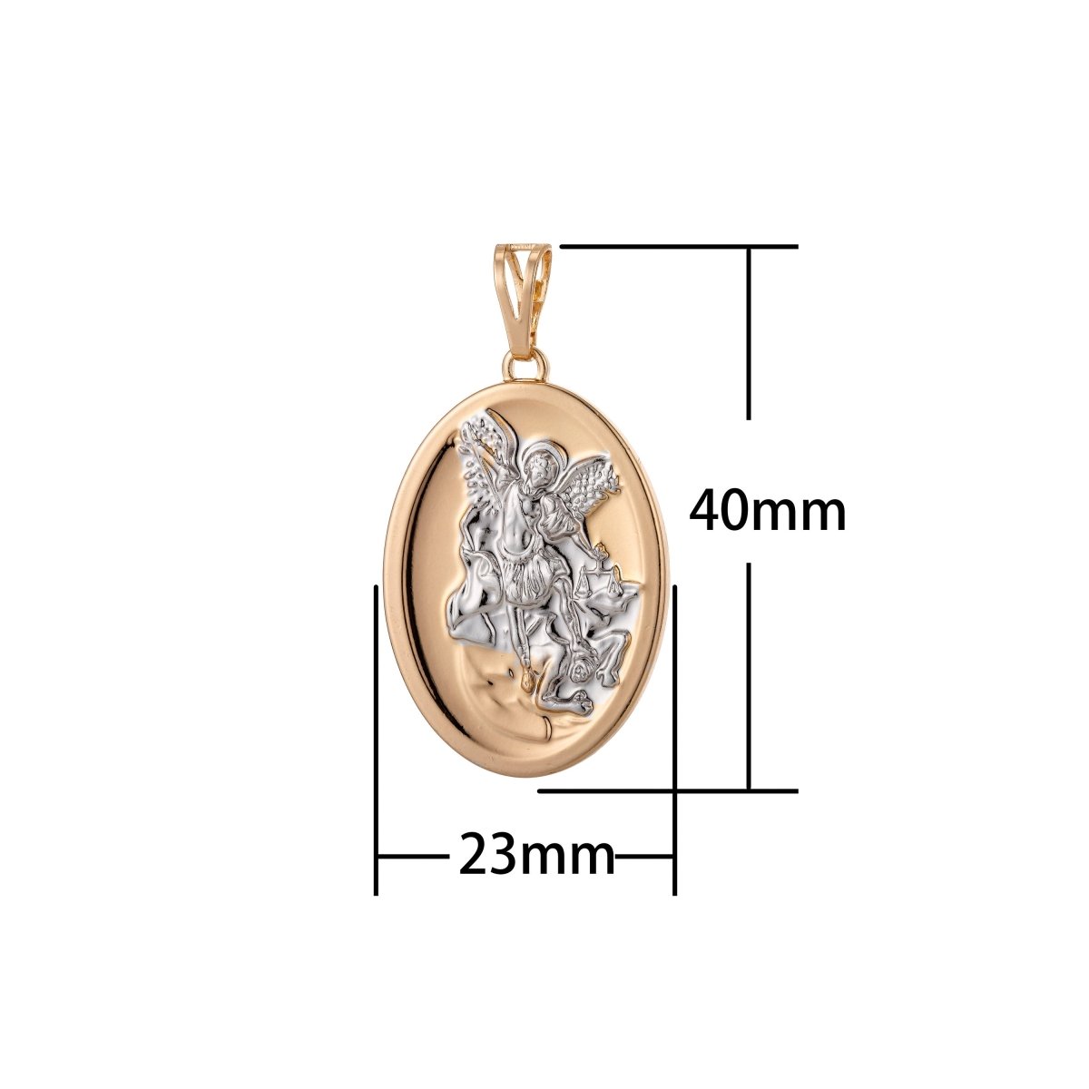 18k Gold Filled Archangel Saint Michael Medal Pendant Double Sided Charm for Jewelry Making H-813 - DLUXCA