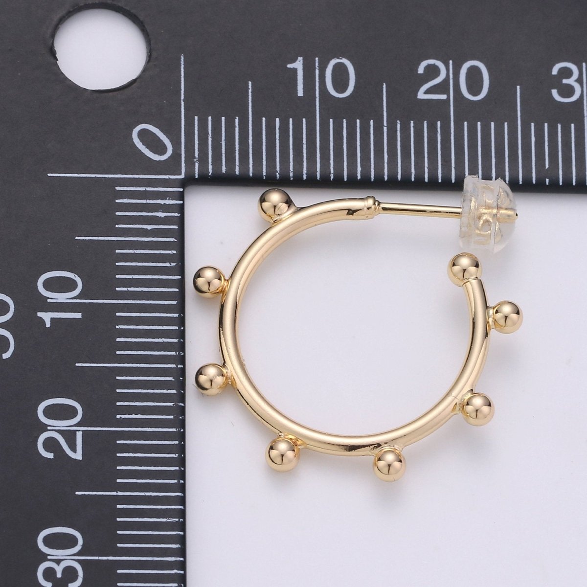 18K Gold Filled Ball Hoop Earrings, Beaded Hoop Earrings, Boho Hoop Earrings, Gold Ball Hoop Earrings, 25,35, 45mm Gold Hoop Earring Q-097 - Q-099 - DLUXCA