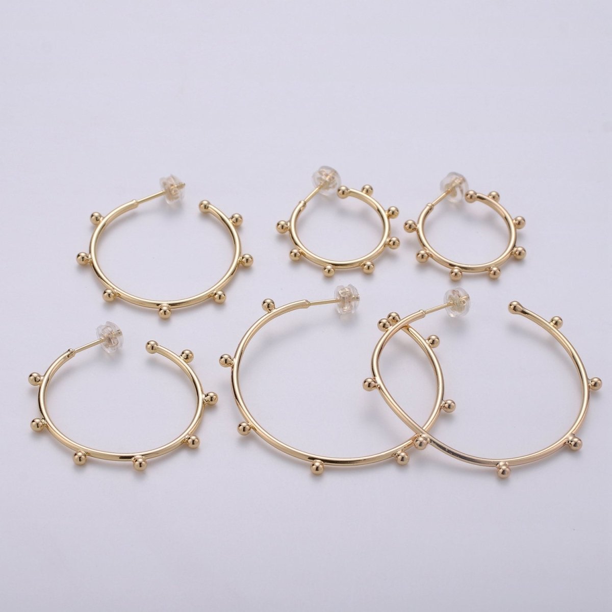 18K Gold Filled Ball Hoop Earrings, Beaded Hoop Earrings, Boho Hoop Earrings, Gold Ball Hoop Earrings, 25,35, 45mm Gold Hoop Earring Q-097 - Q-099 - DLUXCA