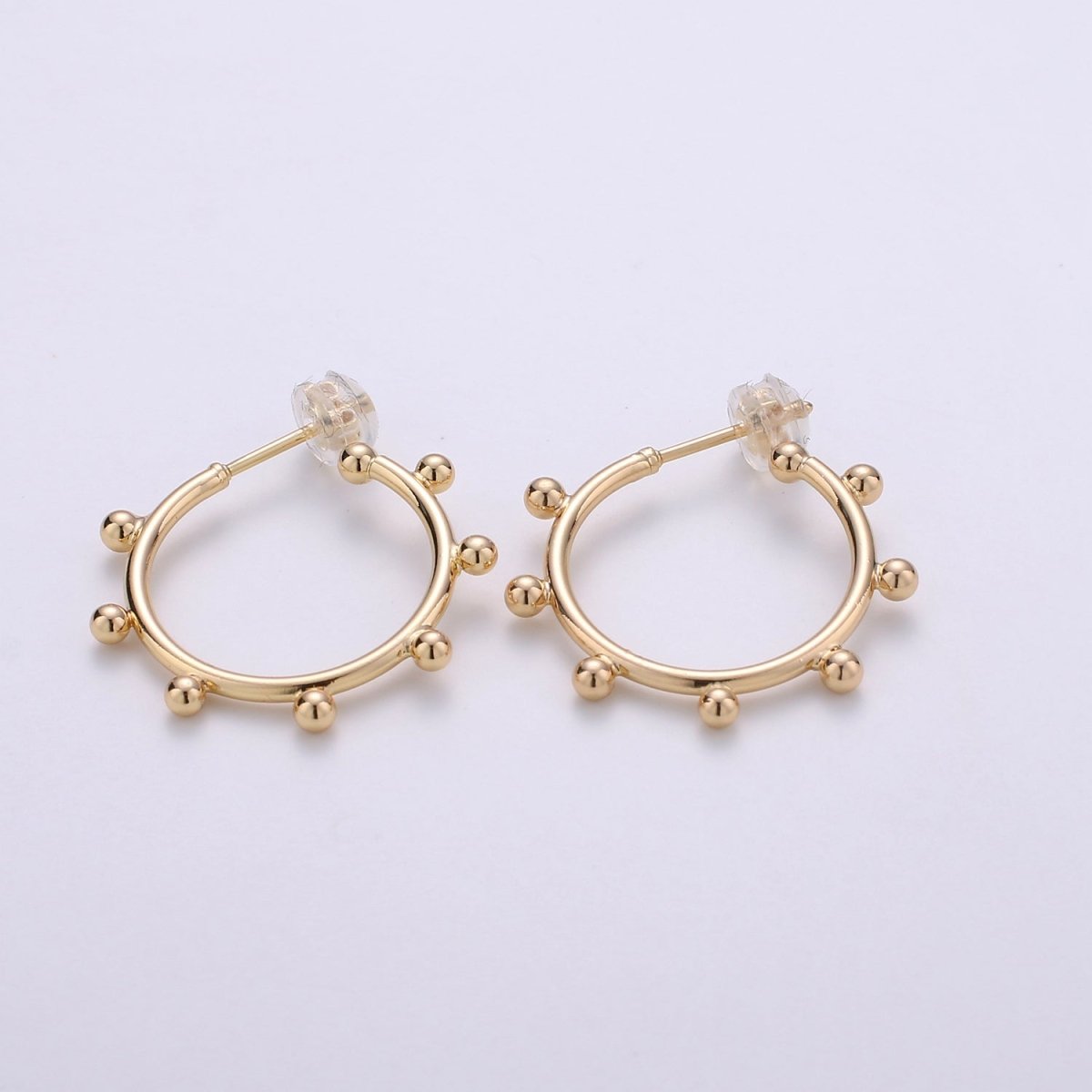 18K Gold Filled Ball Hoop Earrings, Beaded Hoop Earrings, Boho Hoop Earrings, Gold Ball Hoop Earrings, 25,35, 45mm Gold Hoop Earring Q-097 - Q-099 - DLUXCA