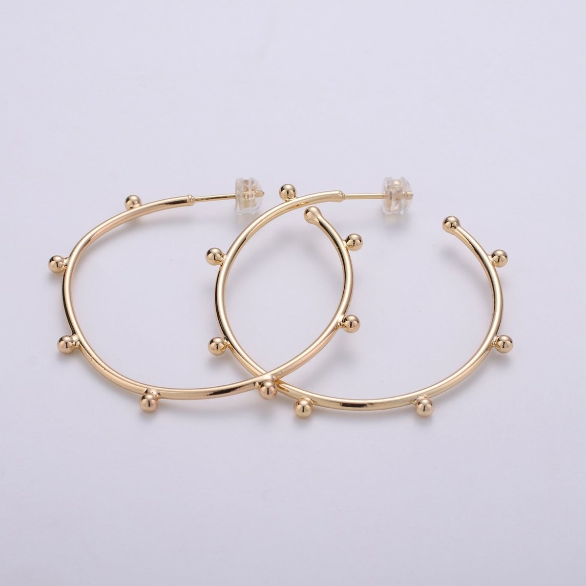 18K Gold Filled Ball Hoop Earrings, Beaded Hoop Earrings, Boho Hoop Earrings, Gold Ball Hoop Earrings, 25,35, 45mm Gold Hoop Earring Q-097 - Q-099 - DLUXCA