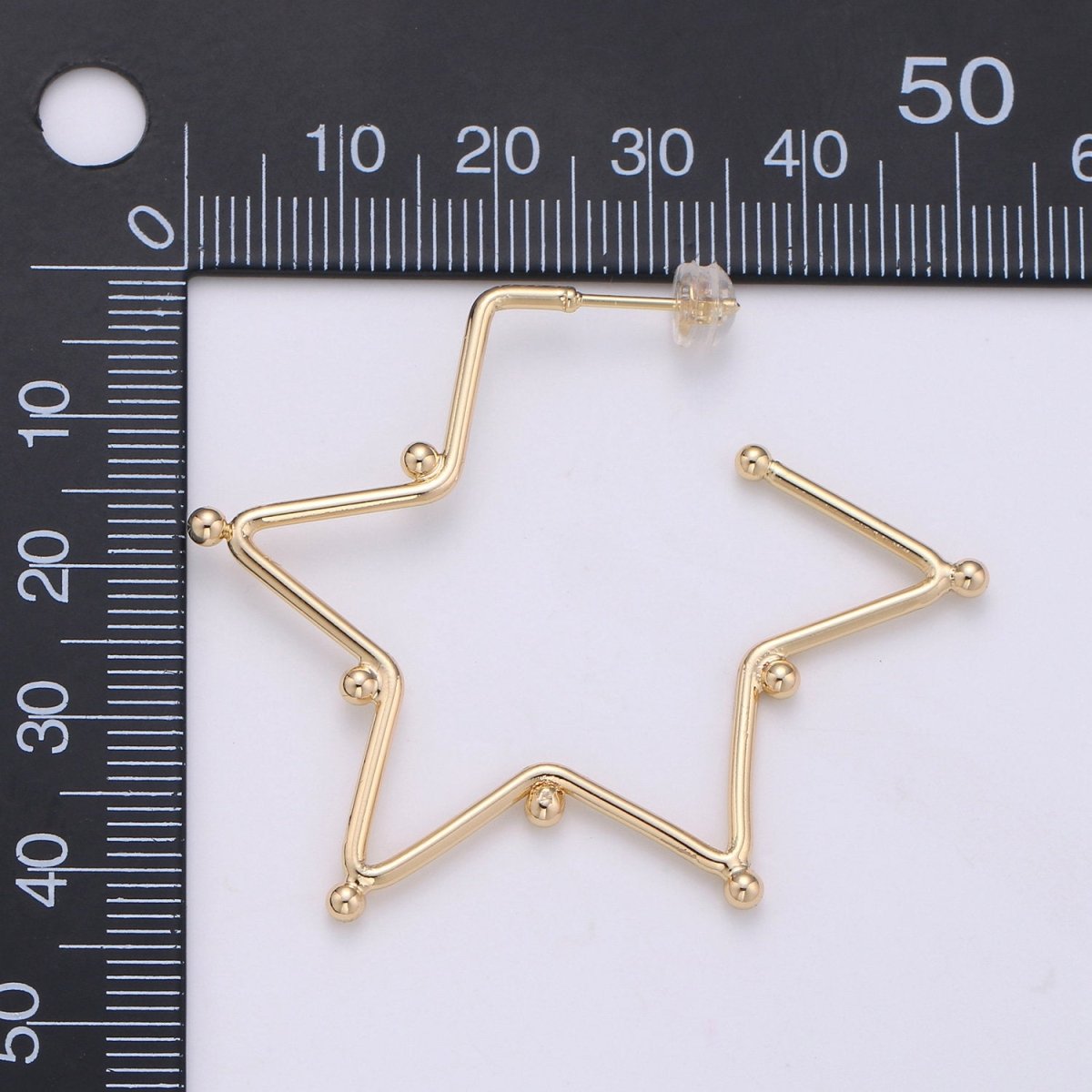 18K Gold Filled Ball Hoop Earrings, Beaded Hoop Earrings, Star Hoop Earrings, Gold Ball Hoop Earrings, 25mm 35mm 45mm Gold Hoop Earring Q-089 Q-090 - DLUXCA