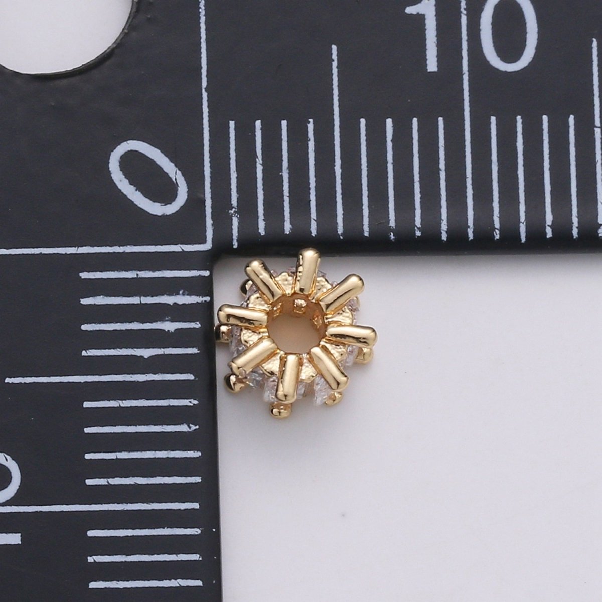 18k Gold Filled Beads CZ Micro Pave Tube Small Hole Spacer Beads Cubic Zirconia Spacer Beads, Gold Round Bead Spacer for Bracelet Making - DLUXCA