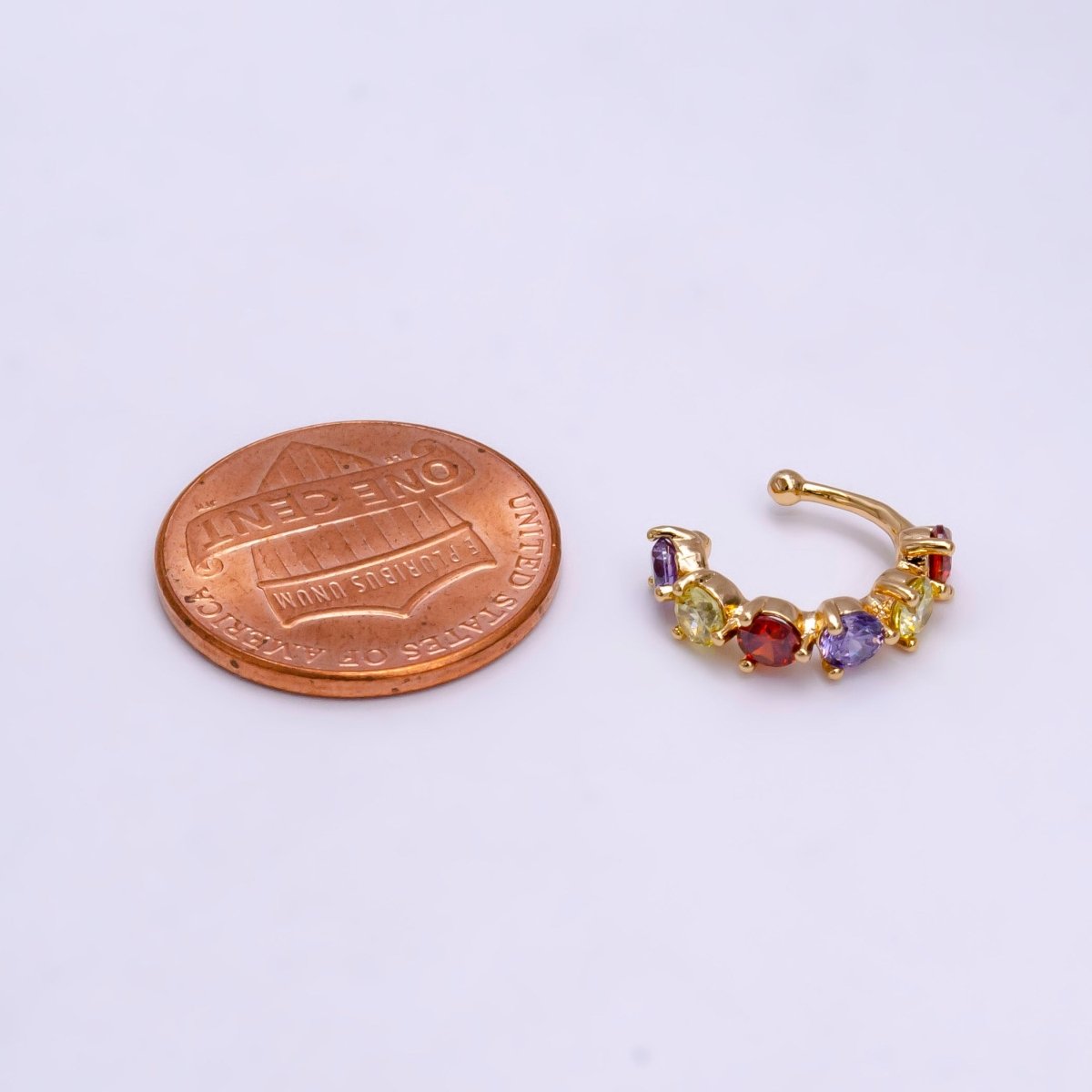 18K Gold Filled Black, Clear, Soft Multicolor, Dark Multicolor CZ Lined Ear Cuff Earrings | AI064 - AI067 - DLUXCA