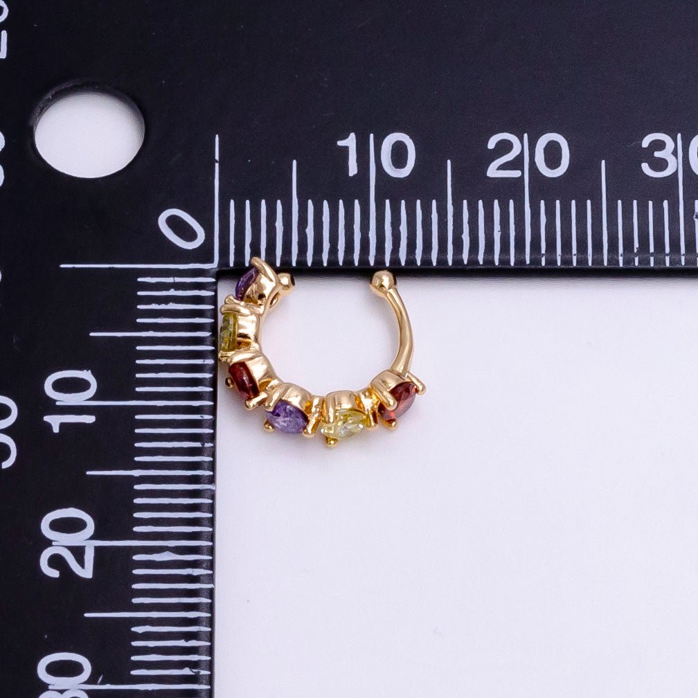 18K Gold Filled Black, Clear, Soft Multicolor, Dark Multicolor CZ Lined Ear Cuff Earrings | AI064 - AI067 - DLUXCA