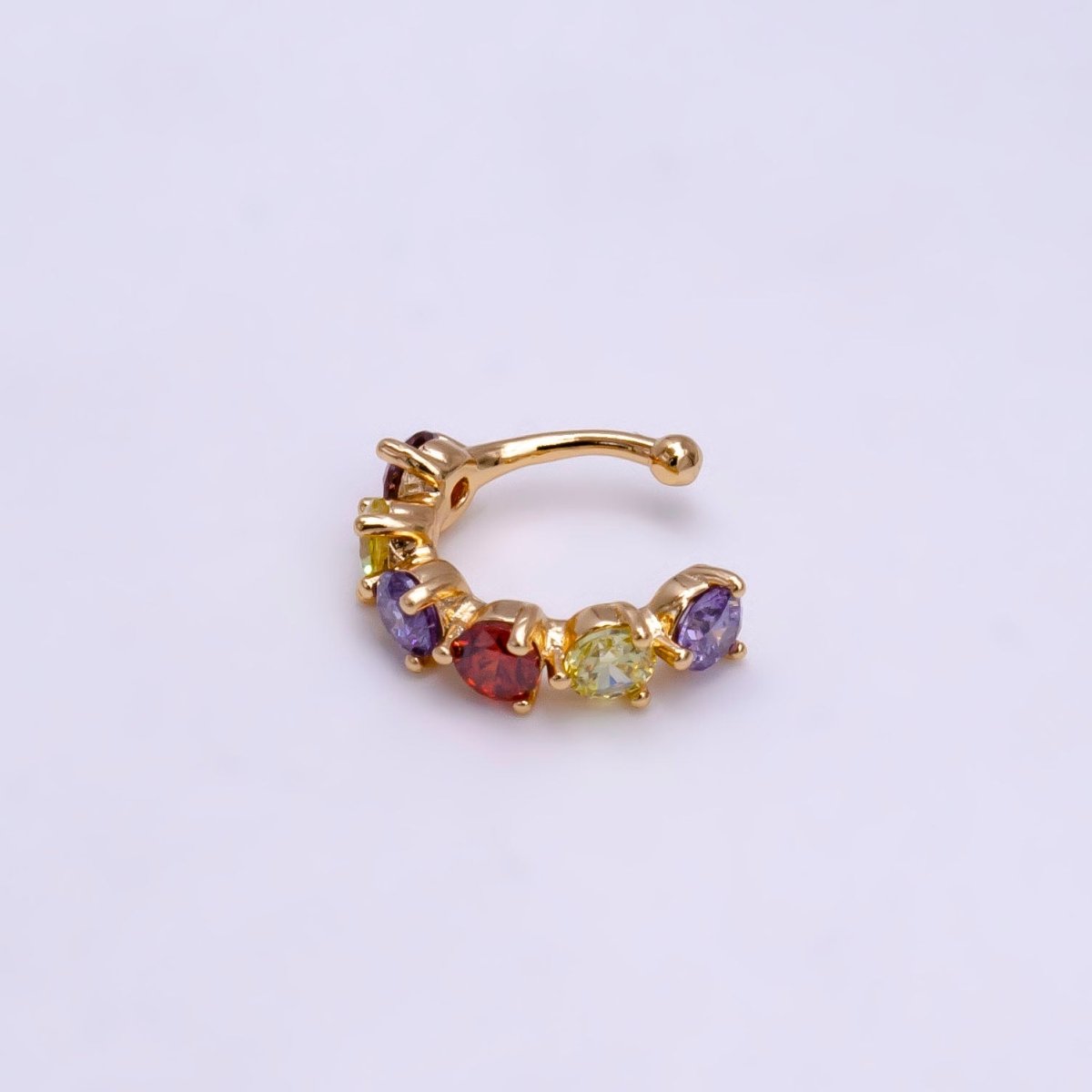 18K Gold Filled Black, Clear, Soft Multicolor, Dark Multicolor CZ Lined Ear Cuff Earrings | AI064 - AI067 - DLUXCA