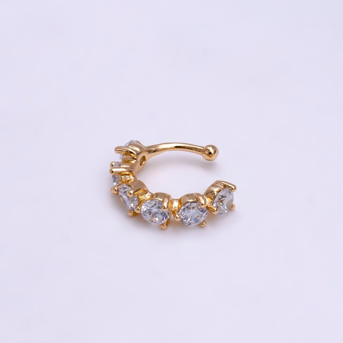 18K Gold Filled Black, Clear, Soft Multicolor, Dark Multicolor CZ Lined Ear Cuff Earrings | AI064 - AI067 - DLUXCA