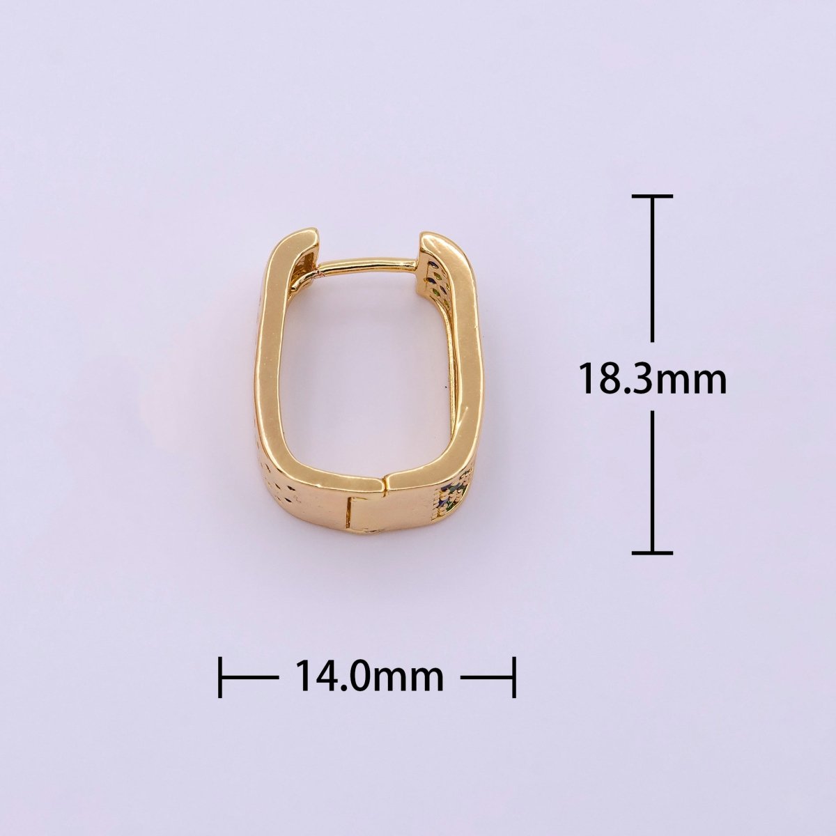 18K Gold Filled Blue & Green Ocean Micro Paved Front-Facing Oblong Hoop Earrings in Gold & Silver | AD851 AD852 - DLUXCA