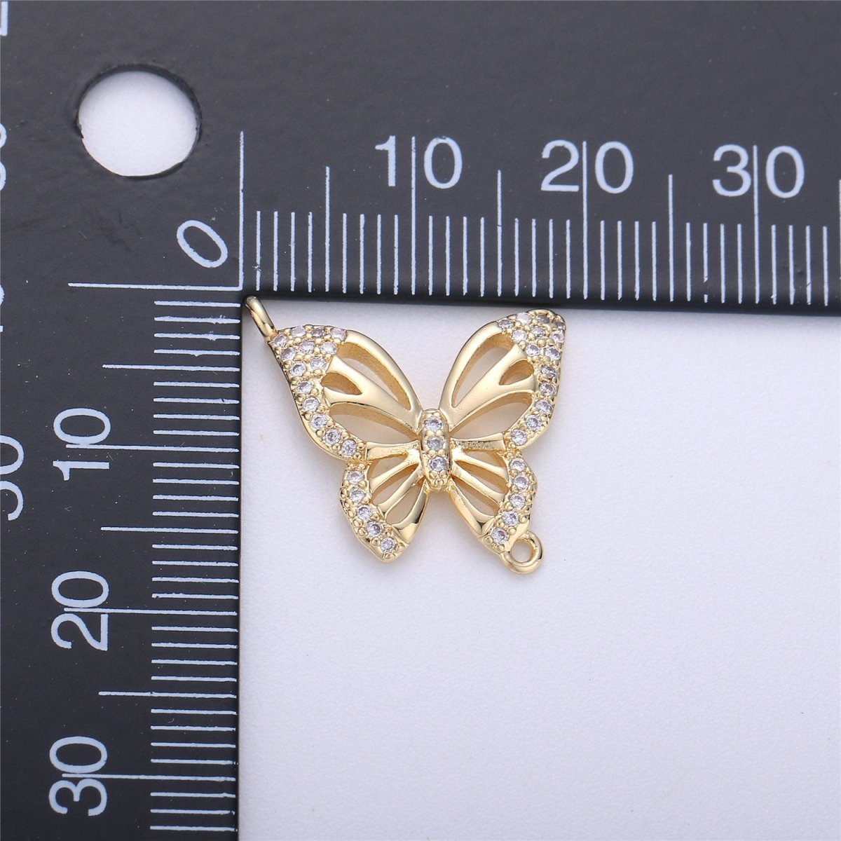 18K Gold Filled Butterfly Connector, Butterfly Connector Charm, Bracelet Connector, Insect Connector, Jewelry Link Micro Pave Charm F-291 - DLUXCA