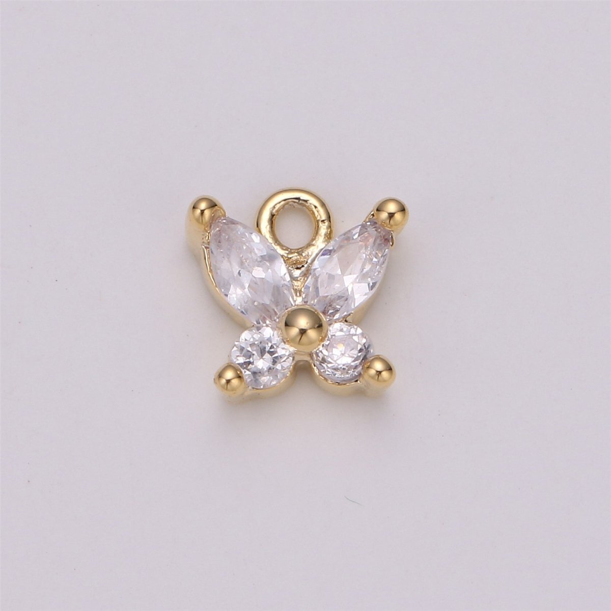 18K Gold Filled Butterfly Crystal Charm, Butterfly Charm Necklace, Tiny Dainty Charm, Boho Chic, Gold Crystal Charm, Minimal Silver Charm Pendant, C-529 - DLUXCA