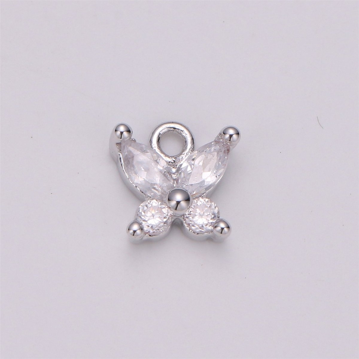 18K Gold Filled Butterfly Crystal Charm, Butterfly Charm Necklace, Tiny Dainty Charm, Boho Chic, Gold Crystal Charm, Minimal Silver Charm Pendant, C-529 - DLUXCA