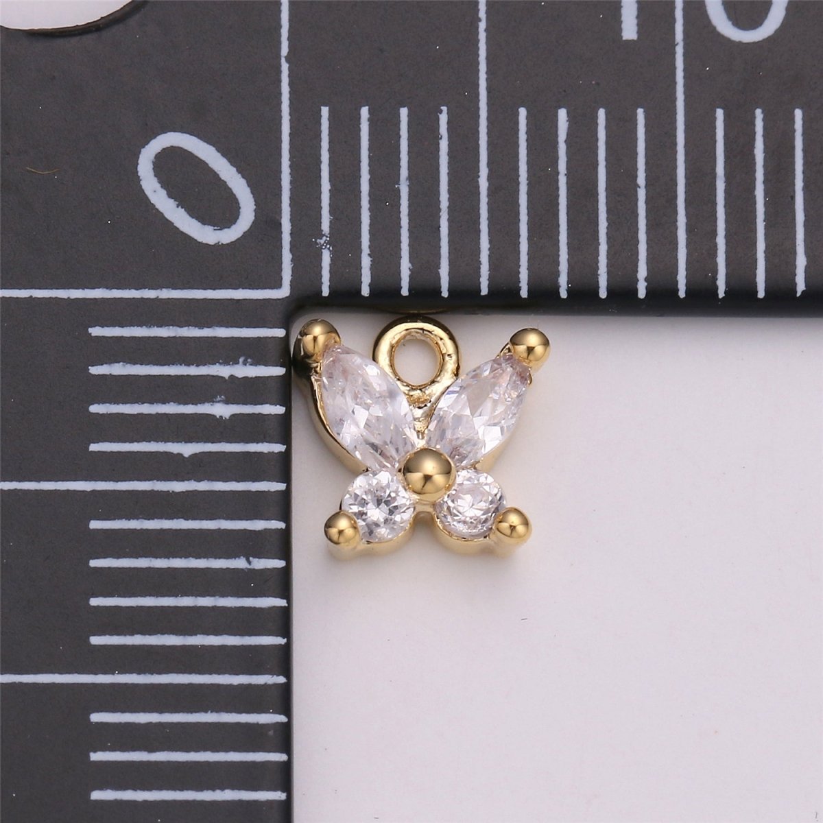 18K Gold Filled Butterfly Crystal Charm, Butterfly Charm Necklace, Tiny Dainty Charm, Boho Chic, Gold Crystal Charm, Minimal Silver Charm Pendant, C-529 - DLUXCA