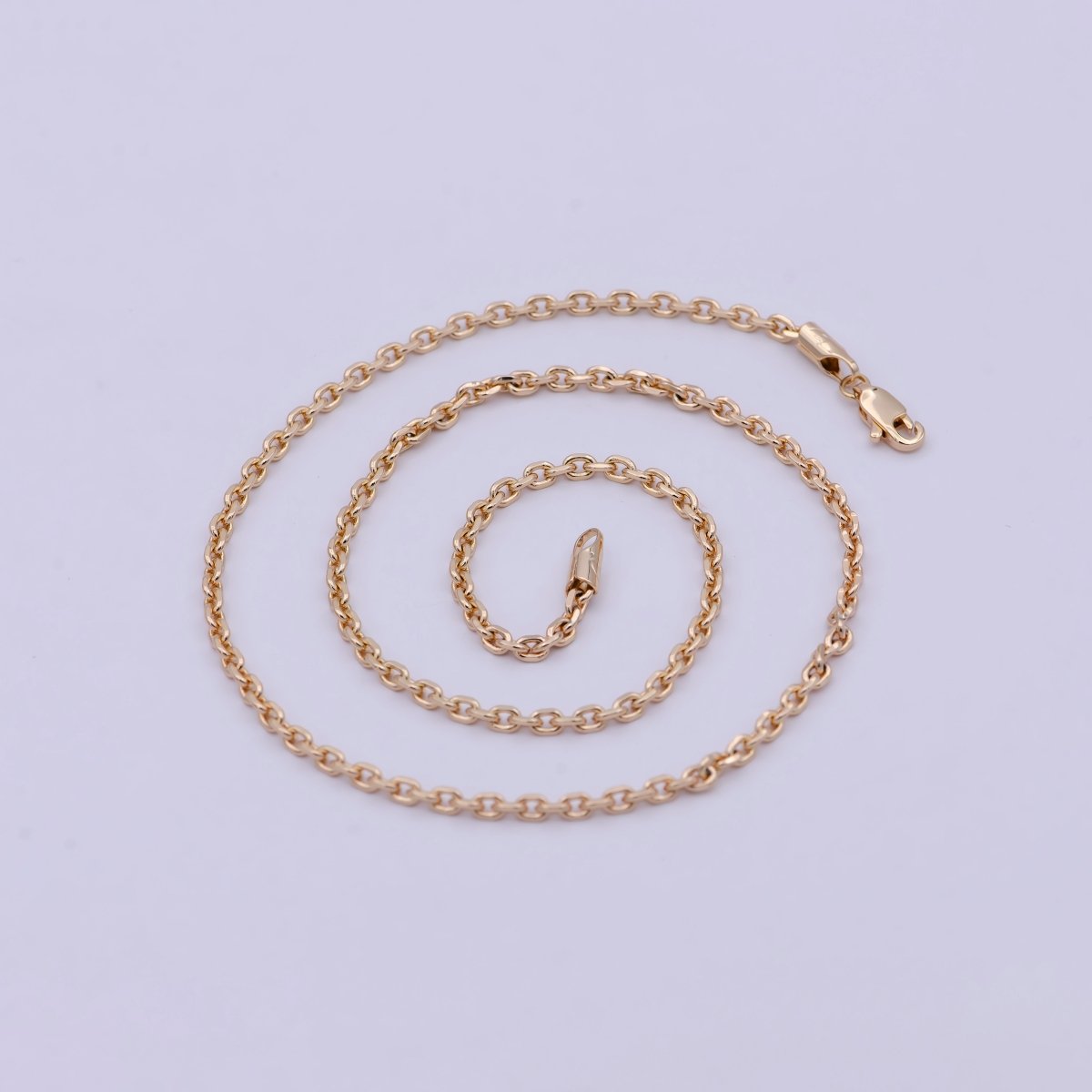 18k Gold Filled Cable Chain Necklace Layer Chain Necklace Ready to Wear 17.7 Inch | WA-761 Clearance Pricing - DLUXCA