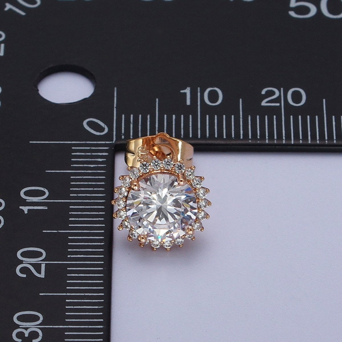 18K Gold Filled Celestial Sun Clear CZ Round Stud Earrings | Y-288 - DLUXCA
