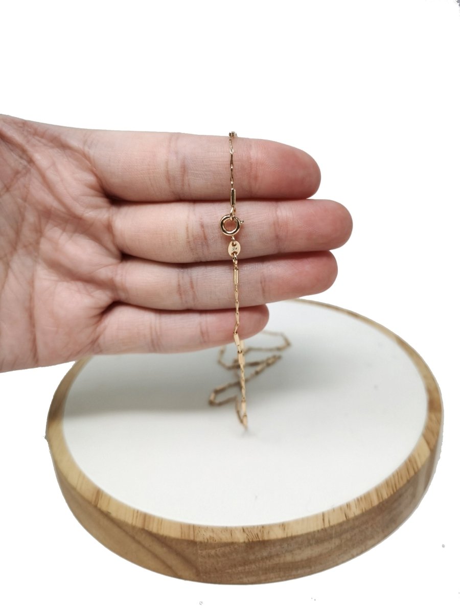 18K Gold Filled Chain, 17.7" Layering Beaded Necklace, Dainty 1mm Bead Necklace w/ Spring Ring | CN-736 Clearance Pricing - DLUXCA