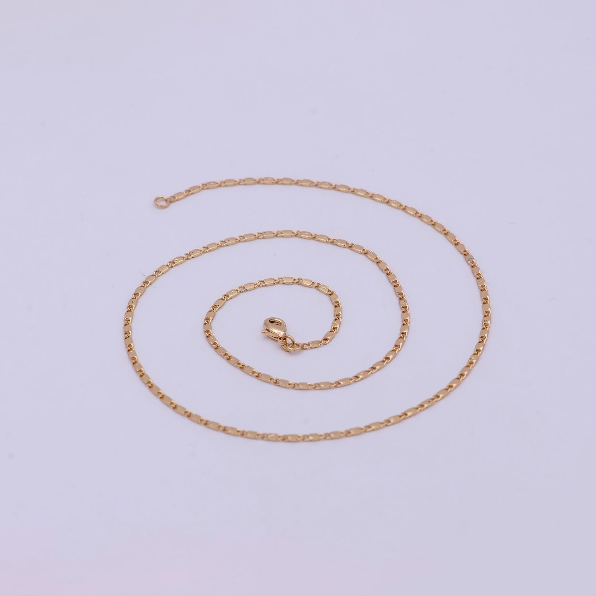 18k Gold Filled Chain Necklace, Fine Scroll Gold Chain, Simple Gold Necklace, Thin Plain Women's Necklace 18 inch long | WA-531 Clearance Pricing - DLUXCA