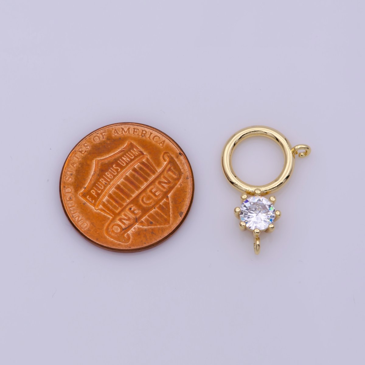 18K Gold Filled Charm Dangle Round Charm Double Bail Link Connector for Necklace L-563 - DLUXCA