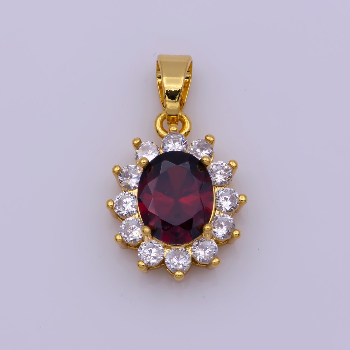 18K Gold Filled Charm, Multi-Colored Sun Cubic Zirconia Pendant with Colored CZ Crystal Gemstone, Pendant Birthstone For Jewelry Making I-040 J-256~J-261 - DLUXCA
