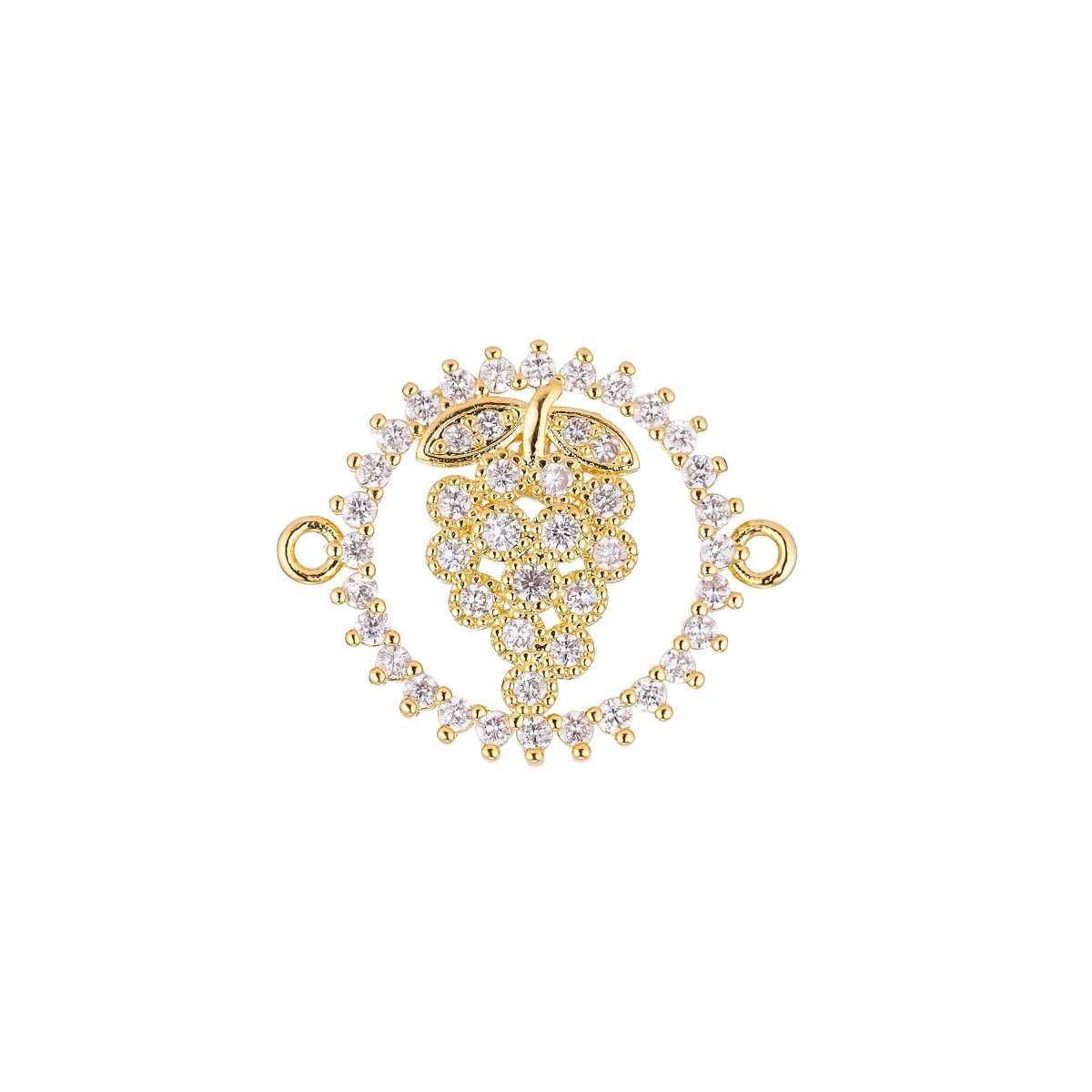 18K Gold Filled Charm Sparkle Elegant Cute Grapes Cubic Zirconia Bracelet Charm Double Bail Charm Finding Connector For Jewelry Making F-027 - DLUXCA
