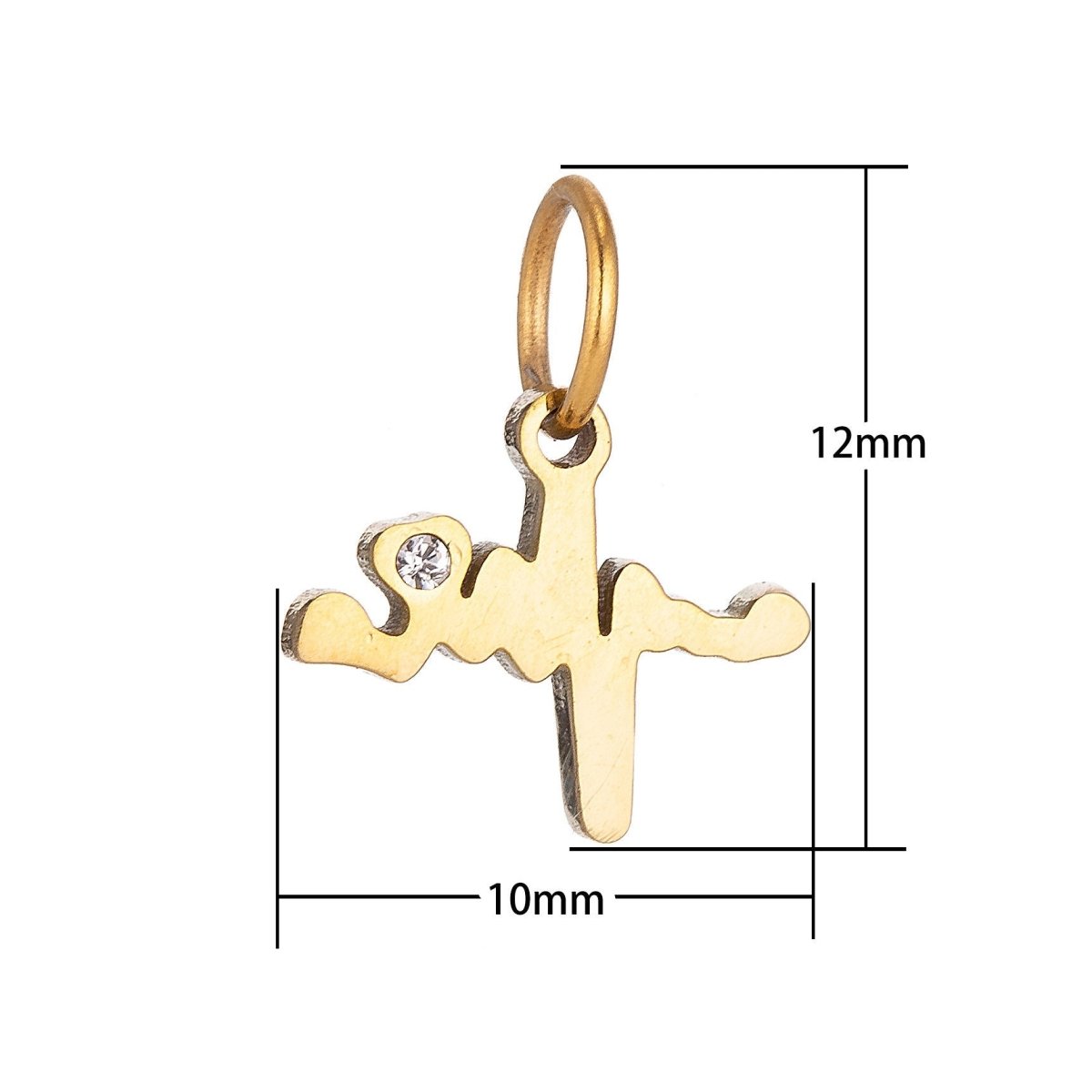 18K Gold Filled Classic Fancy Heart Beat Cubic Zirconia Bracelet Charm Necklace Pendant Findings for Necklace Earring Charm Jewelry Making E-645 - DLUXCA