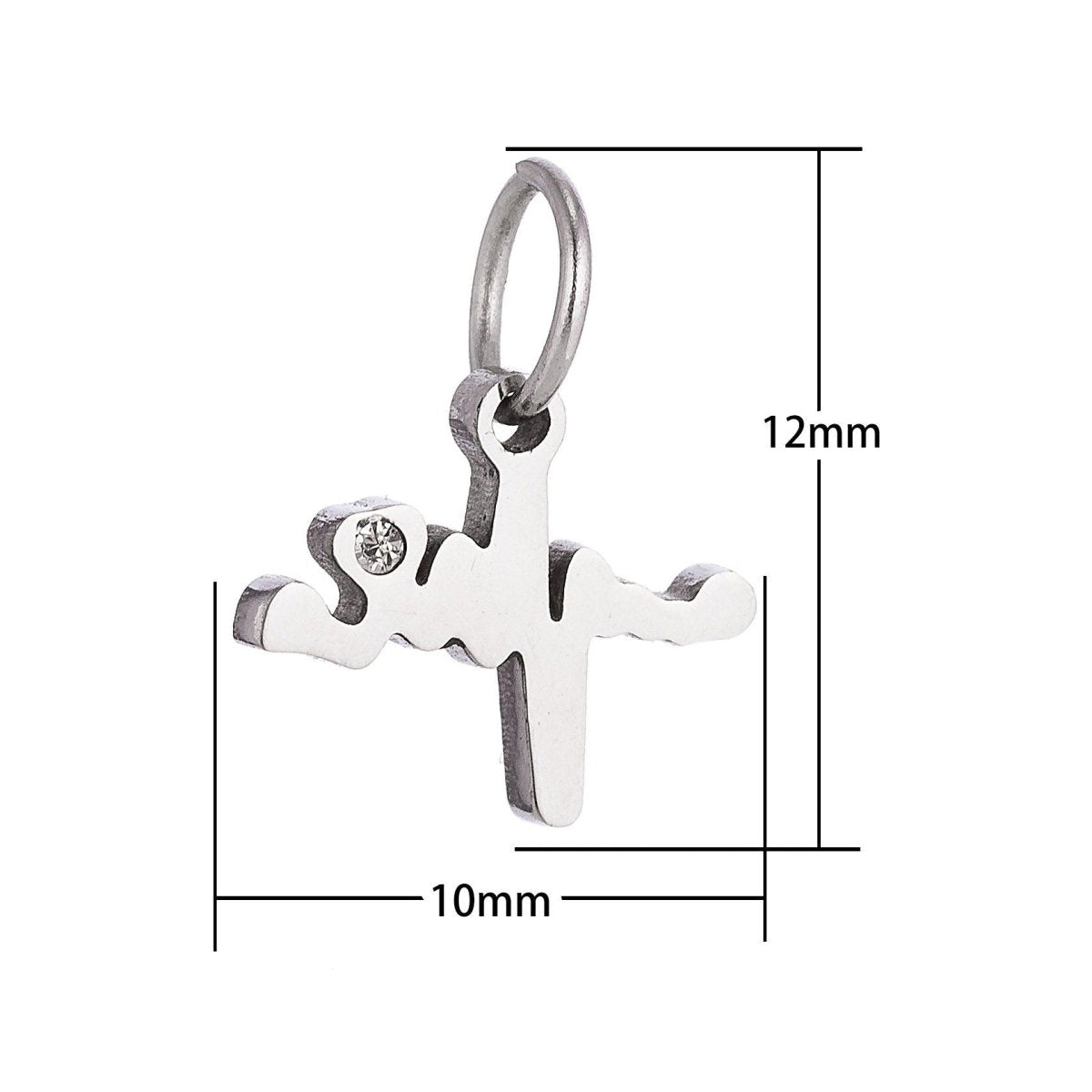 18K Gold Filled Classic Fancy Heart Beat Cubic Zirconia Bracelet Charm Necklace Pendant Findings for Necklace Earring Charm Jewelry Making E-645 - DLUXCA