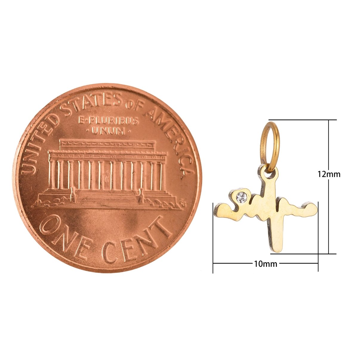 18K Gold Filled Classic Fancy Heart Beat Cubic Zirconia Bracelet Charm Necklace Pendant Findings for Necklace Earring Charm Jewelry Making E-645 - DLUXCA