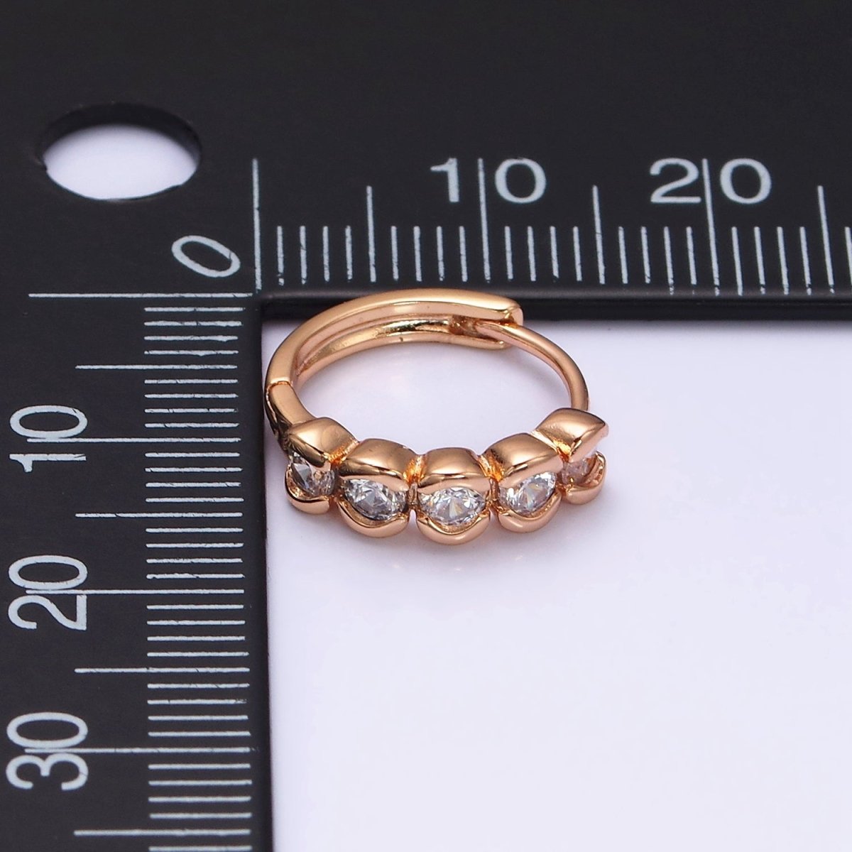 18K Gold Filled Clear CZ Beaded Bubble 14mm Endless Hoop Earrings in Gold & Silver | AD1311 AD1312 - DLUXCA