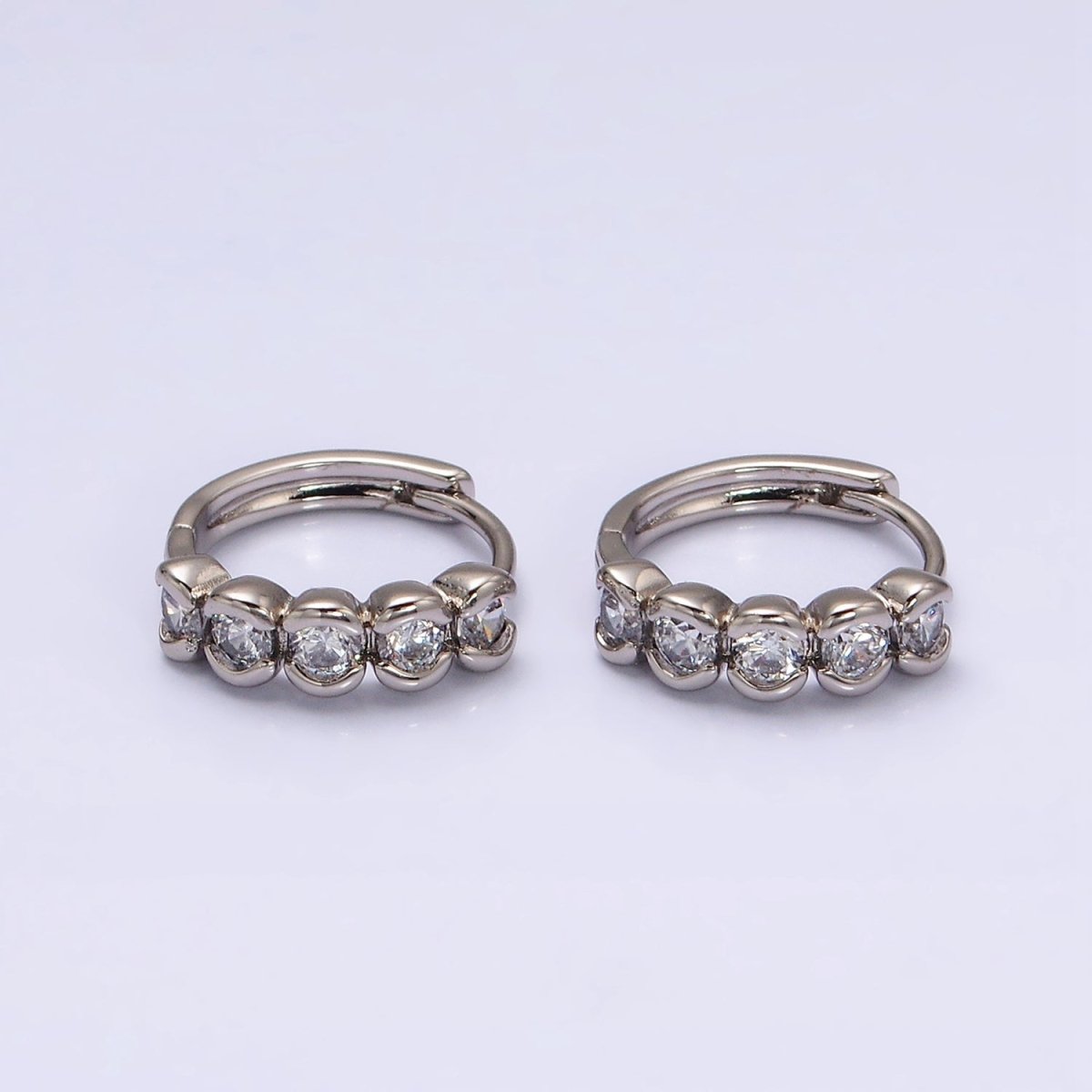 18K Gold Filled Clear CZ Beaded Bubble 14mm Endless Hoop Earrings in Gold & Silver | AD1311 AD1312 - DLUXCA