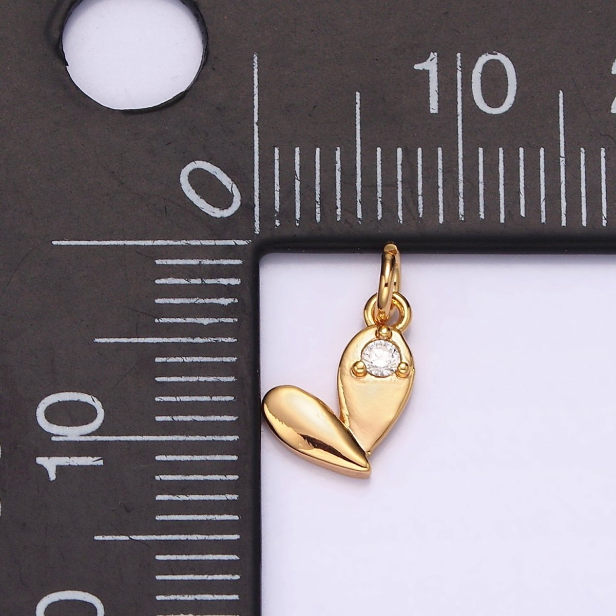 18K Gold Filled Clear CZ Heart Double Teardrop Add-On Charm | N1648 - DLUXCA