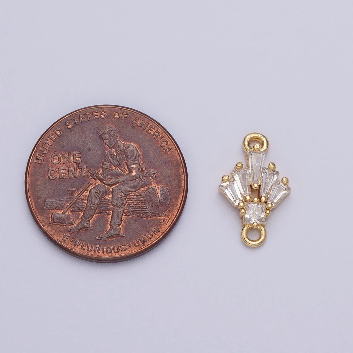 18K Gold Filled Clear CZ Multiple Baguette Round Mini Connector in Gold & Silver | AA948 AA949 - DLUXCA