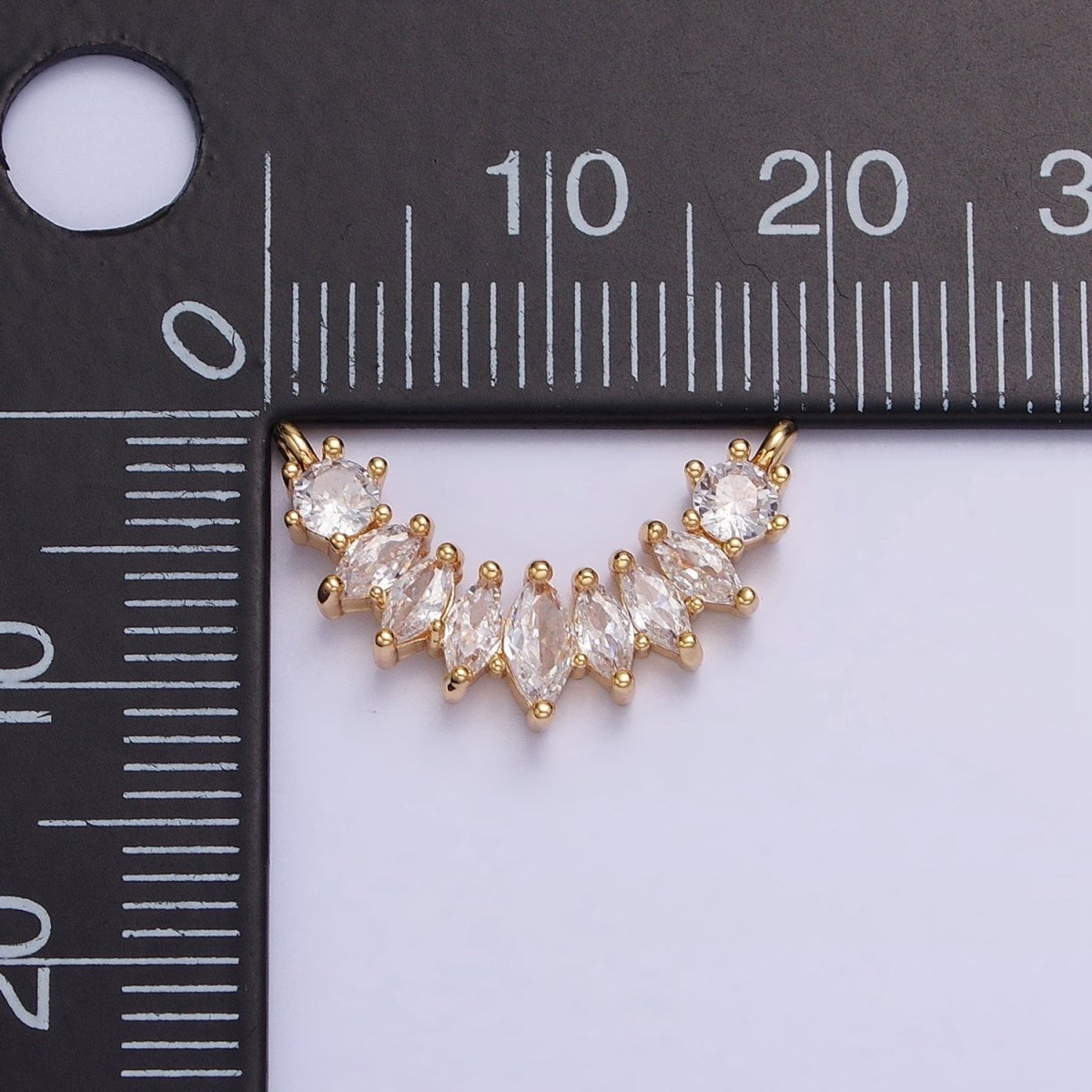 18K Gold Filled Clear Marquise CZ Curved Lined Connector in Gold & Silver | AA956 AA957 - DLUXCA