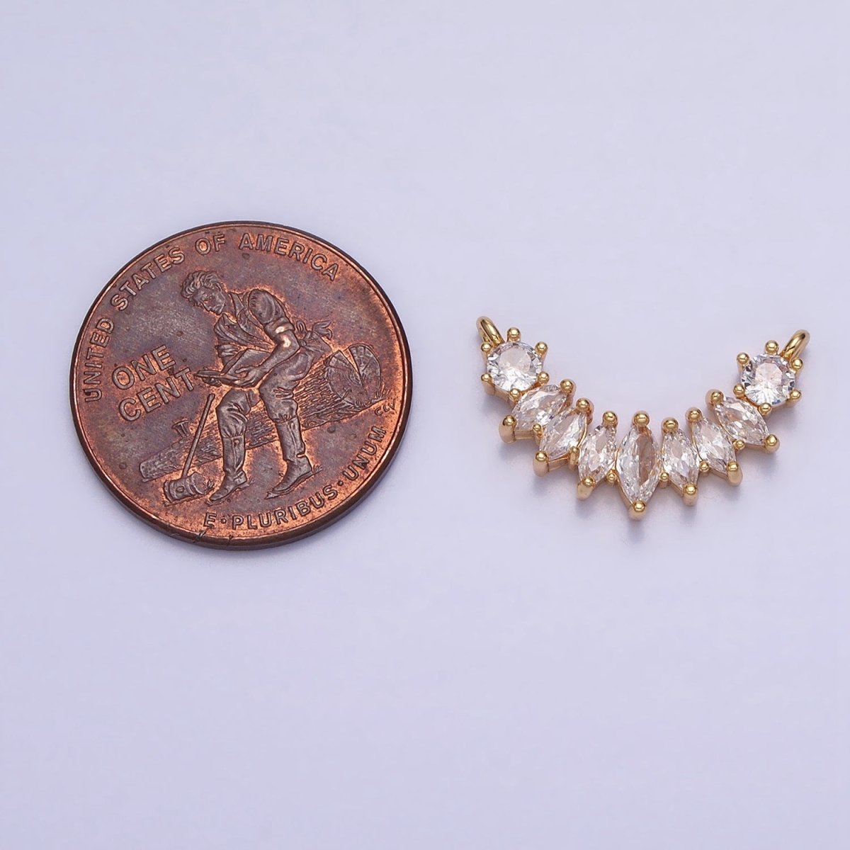 18K Gold Filled Clear Marquise CZ Curved Lined Connector in Gold & Silver | AA956 AA957 - DLUXCA