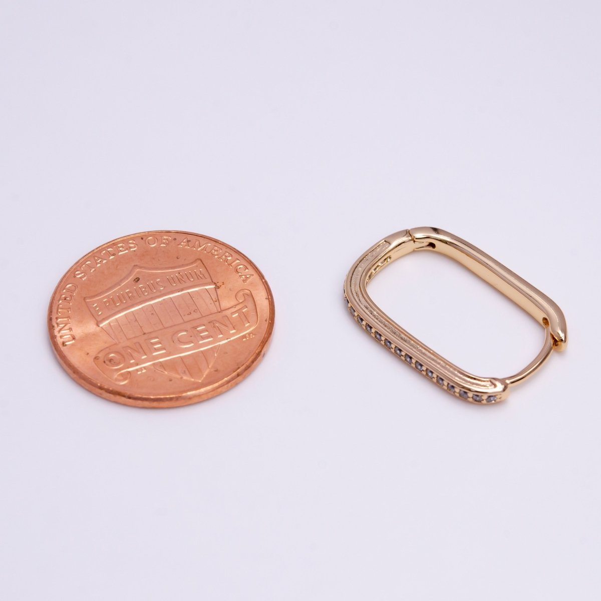 18K Gold Filled Clear Micro Paved 19mm Oblong Hoop Earrings | AE583 - DLUXCA