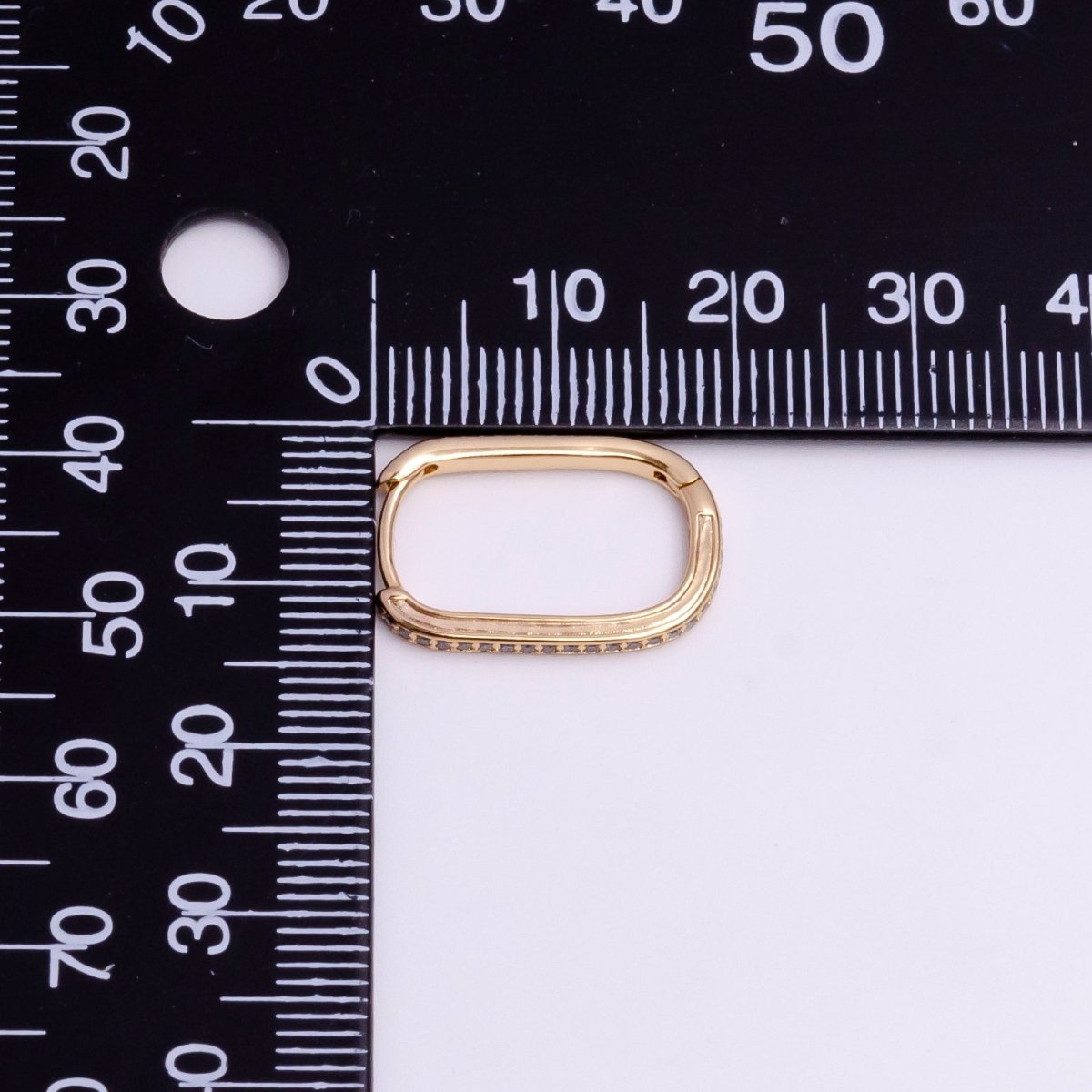 18K Gold Filled Clear Micro Paved 19mm Oblong Hoop Earrings | AE583 - DLUXCA