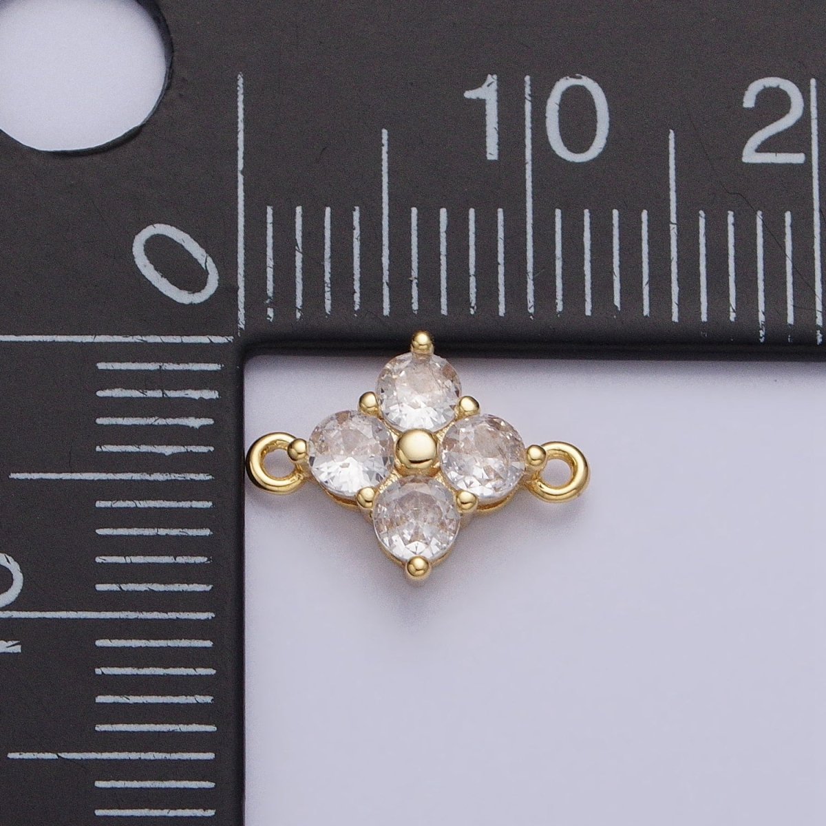 18K Gold Filled Clear Quatrefoil Clover Flower Connector in Gold & Silver | Y - 843 - DLUXCA