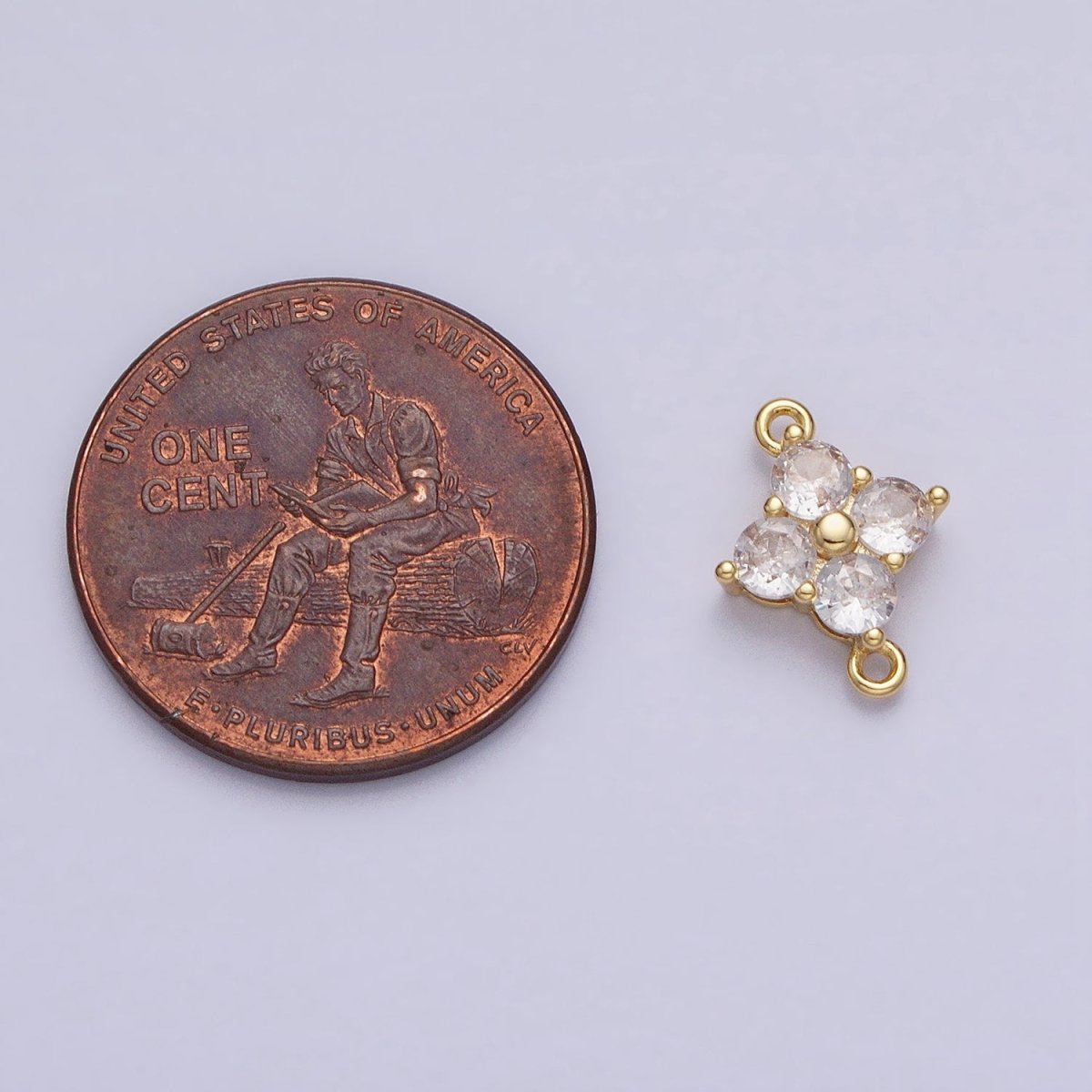 18K Gold Filled Clear Quatrefoil Clover Flower Connector in Gold & Silver | Y - 843 - DLUXCA