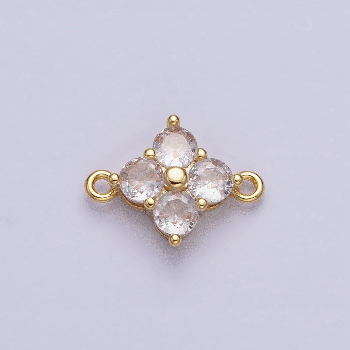 18K Gold Filled Clear Quatrefoil Clover Flower Connector in Gold & Silver | Y - 843 - DLUXCA