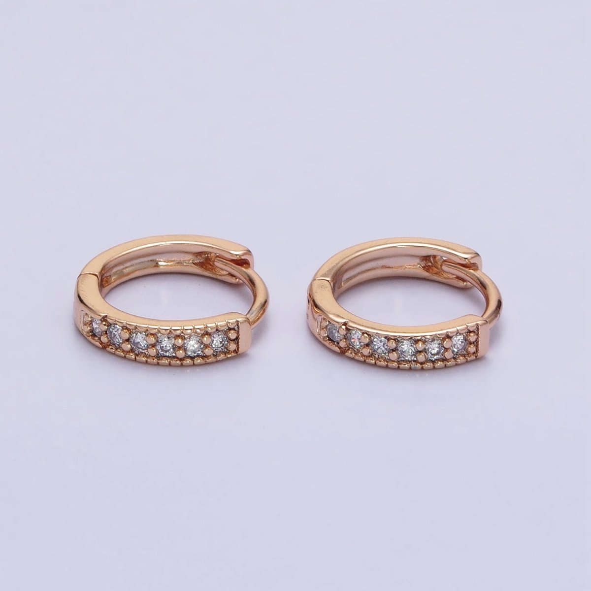 18K Gold Filled Clear, Turquoise, Green, Multicolor CZ 12mm Cartilage Huggie Earrings in Gold & Silver | AD1336 - AD1343 - DLUXCA