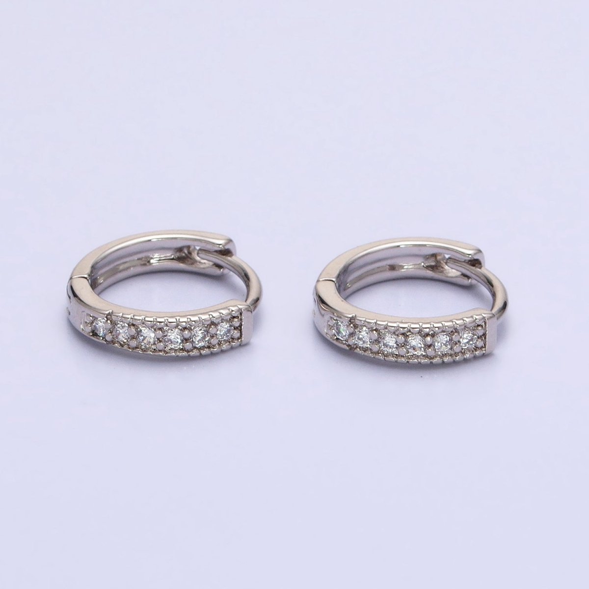 18K Gold Filled Clear, Turquoise, Green, Multicolor CZ 12mm Cartilage Huggie Earrings in Gold & Silver | AD1336 - AD1343 - DLUXCA