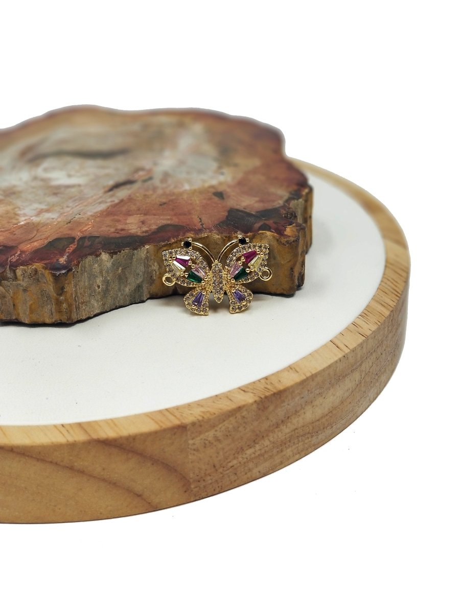 18K Gold Filled Connector Micro Pave Butterfly Charm Connector Link Necklace Pendant Bracelet Connector for Jewelry Making F-264 - DLUXCA