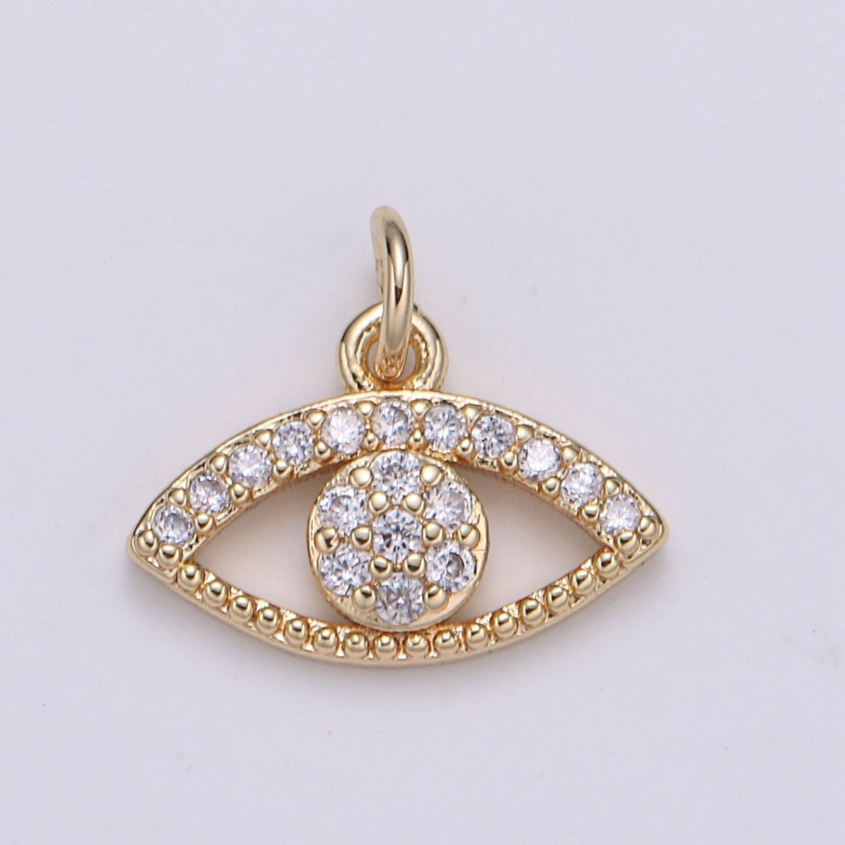 18K Gold Filled Crystal Eye Charm - E-098 - DLUXCA