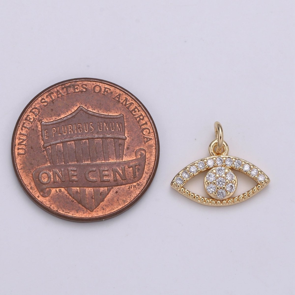 18K Gold Filled Crystal Eye Charm - E-098 - DLUXCA