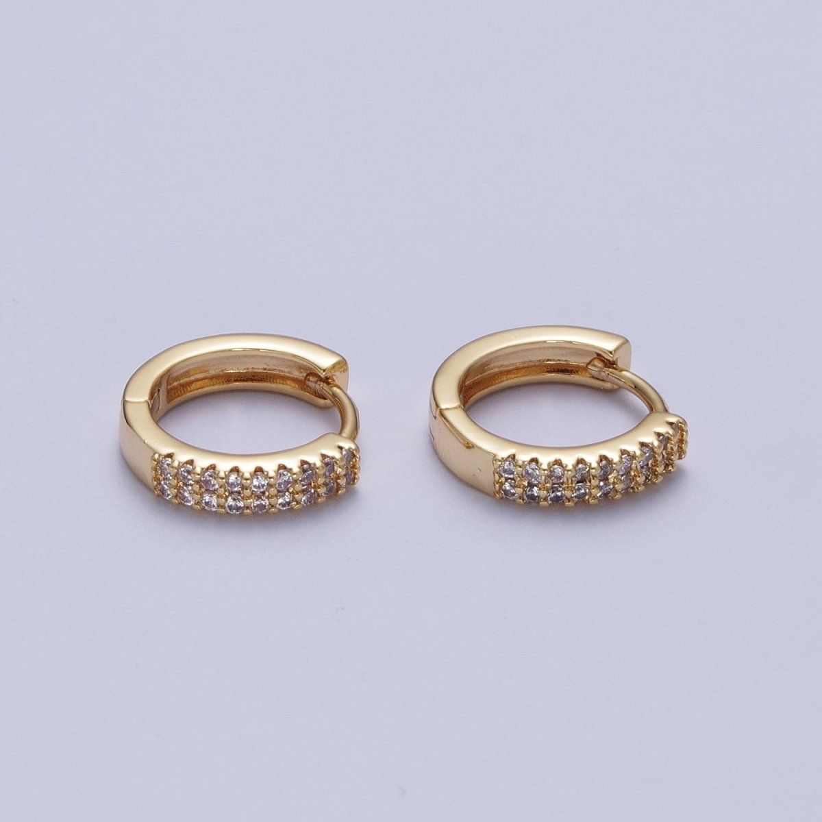 18k Gold Filled Cubic Zirconia Hoops Earrings Minimalist Gold Hoops Diamond Micro Pave CZ Dainty Gold Hoops P-242 - DLUXCA