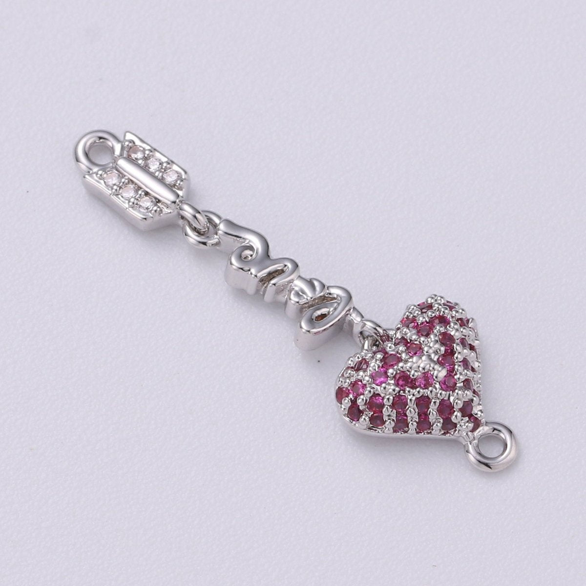 18k Gold Filled Cupids Arrow Charm Pendant, Micro Pave Heart Tip Spear Arrow Pendant Dangle Charm Connector Bracelet Earring Necklace Charm F-208 - DLUXCA